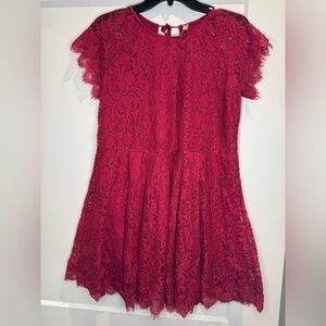 Free people fit and flare open back lace mini dress